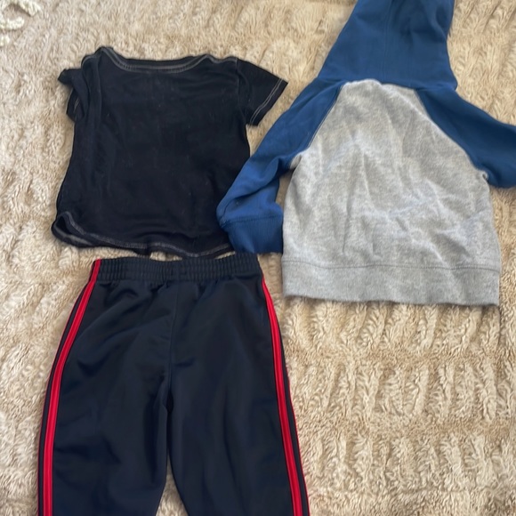12 month lot. Adidas track pants, Gymboree sweatshirt, AC/DC shirt - Picture 2 of 2